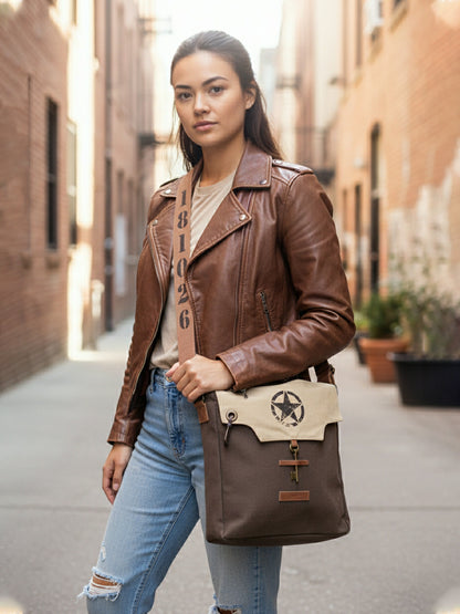 Sturdy Cotton Canvas Messenger Bags for Men and Women | With two Magnetic Snap Buttons Flap Closure, Adjustable Body Strap & Multiutility Lobster Hook
