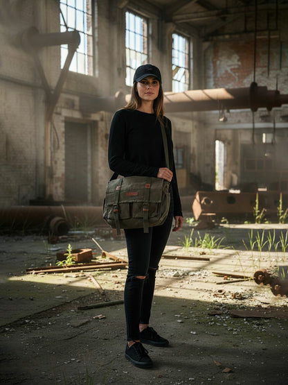 Canvas Messenger Bag for Men and Women | Sling Laptop Bag fits Upto 15.6 Inch Size | Crossbody Bag with  Inner Lining, Adjustable Straps & Padded Partition