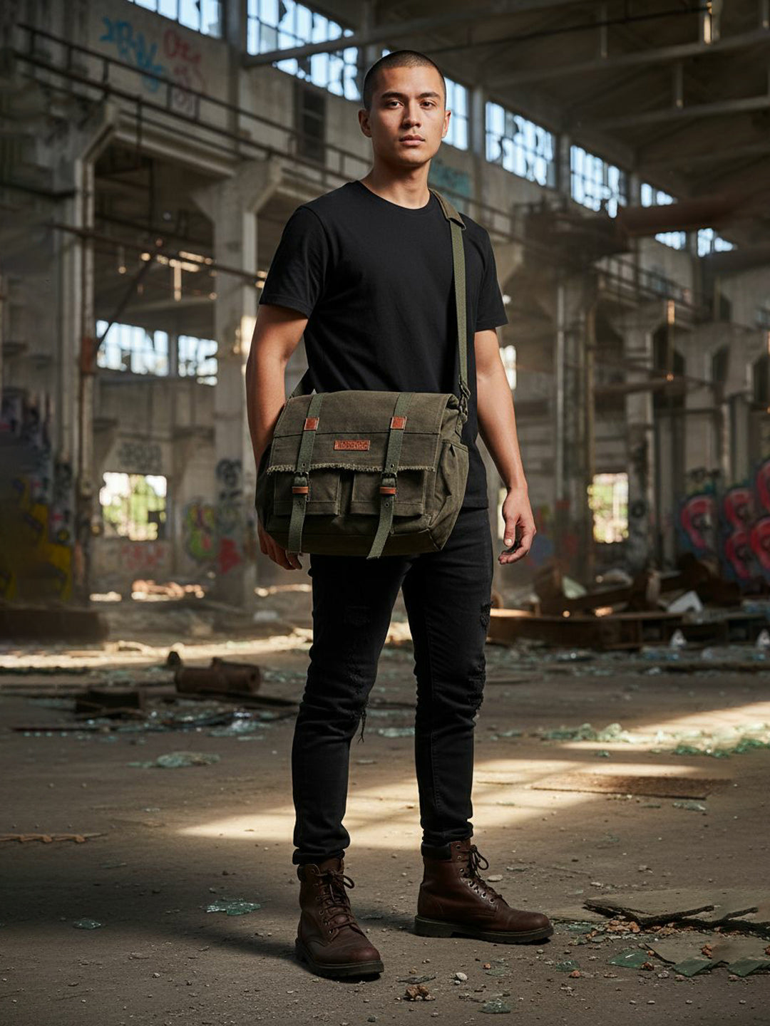 Canvas Messenger Bag for Men and Women | Sling Laptop Bag fits Upto 15.6 Inch Size | Crossbody Bag with  Inner Lining, Adjustable Straps & Padded Partition