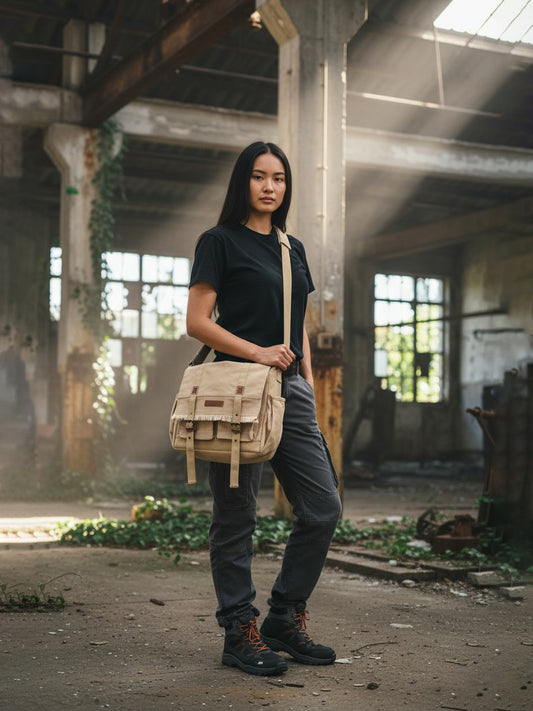 Canvas Messenger Bag for Men and Women | Sling Laptop Bag fits Upto 15.6 Inch Size | Crossbody Bag with  Inner Lining, Adjustable Straps & Padded Partition