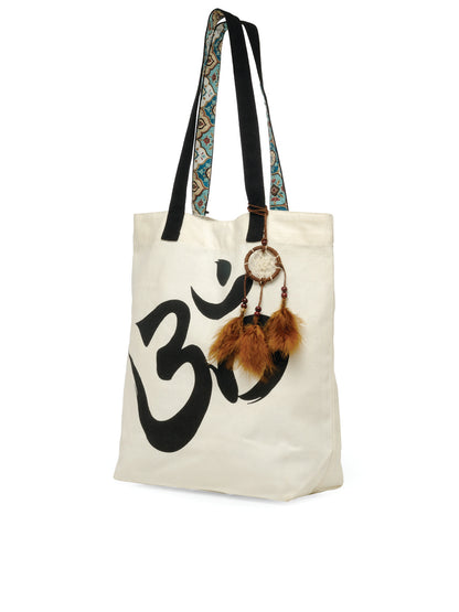 Cotton Canvas Tote Bag | Magnetic Closure & a Safety Pocket | Stylish Shoulder Bag for College & Daily Use | Digital Printed Design | With Tassel | For Women & Girls