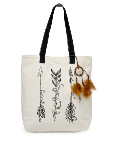 Cotton Canvas Tote Bag | Magnetic Closure & a Safety Pocket | Stylish Shoulder Bag for College & Daily Use | Digital Printed Design | With Tassel | For Women & Girls