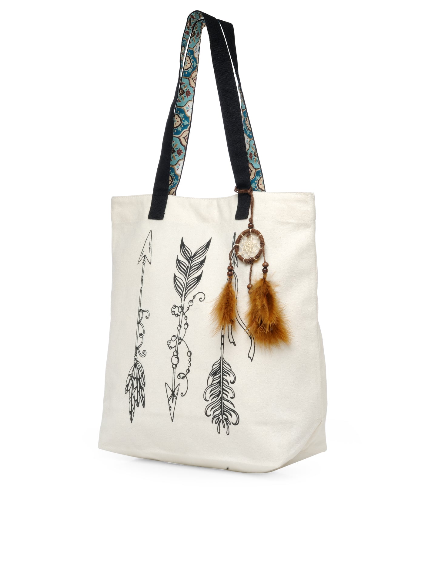 Cotton Canvas Tote Bag | Magnetic Closure & a Safety Pocket | Stylish Shoulder Bag for College & Daily Use | Digital Printed Design | With Tassel | For Women & Girls