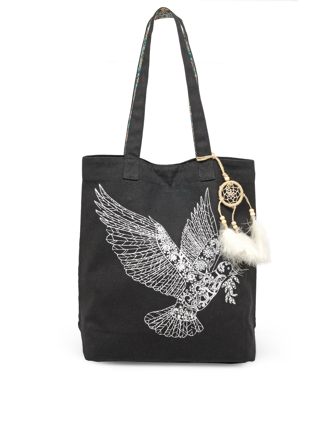 Cotton Canvas Tote Bag | Magnetic Closure & a Safety Pocket | Stylish Shoulder Bag for College & Daily Use | Digital Printed Design | With Tassel | For Women & Girls