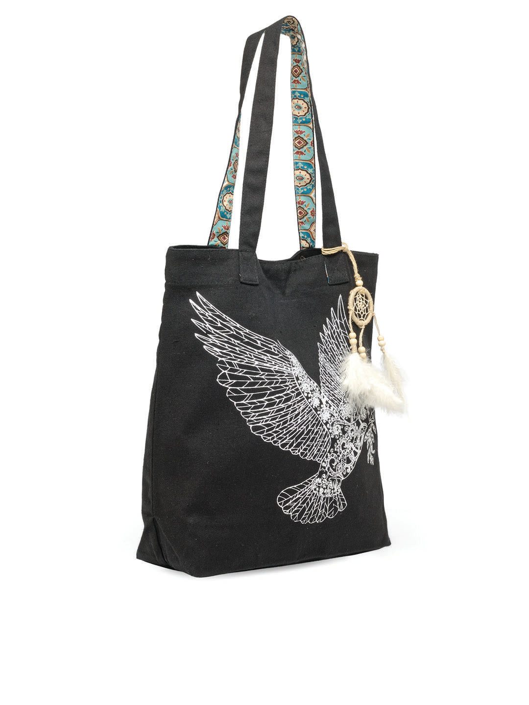 Cotton Canvas Tote Bag | Magnetic Closure & a Safety Pocket | Stylish Shoulder Bag for College & Daily Use | Digital Printed Design | With Tassel | For Women & Girls