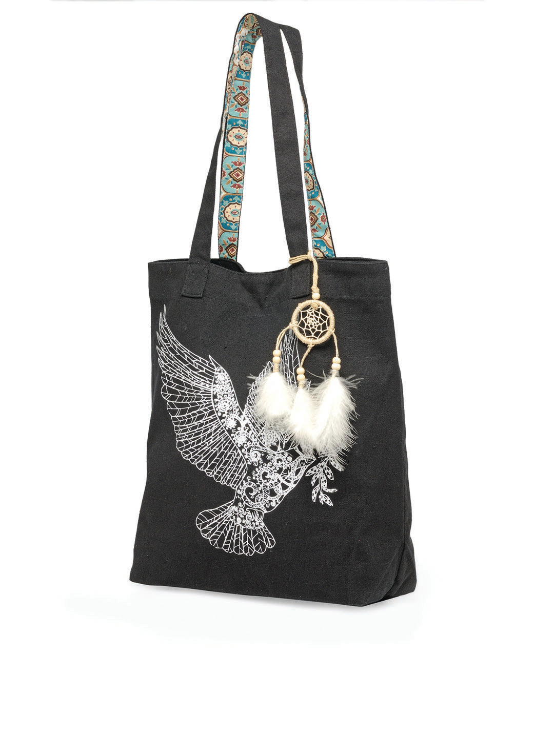 Cotton Canvas Tote Bag | Magnetic Closure & a Safety Pocket | Stylish Shoulder Bag for College & Daily Use | Digital Printed Design | With Tassel | For Women & Girls