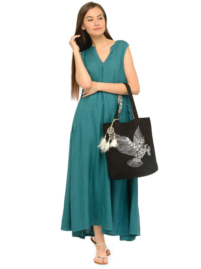 Cotton Canvas Tote Bag | Magnetic Closure & a Safety Pocket | Stylish Shoulder Bag for College & Daily Use | Digital Printed Design | With Tassel | For Women & Girls