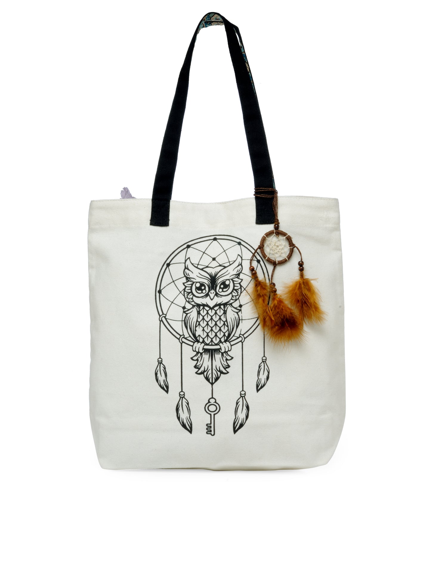 Cotton Canvas Tote Bag | Magnetic Closure & a Safety Pocket | Stylish Shoulder Bag for College & Daily Use | Digital Printed Design | With Tassel | For Women & Girls