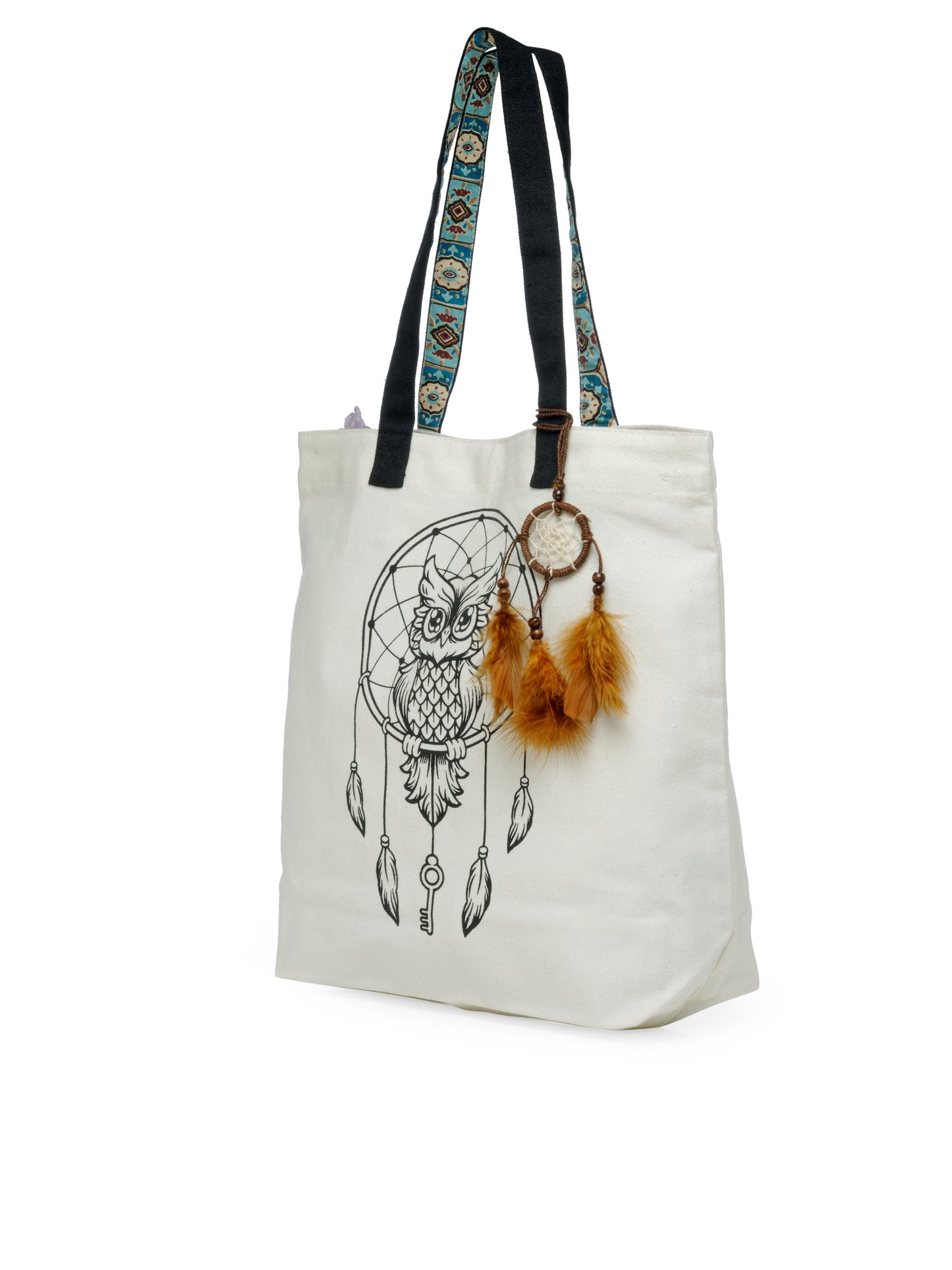 Cotton Canvas Tote Bag | Magnetic Closure & a Safety Pocket | Stylish Shoulder Bag for College & Daily Use | Digital Printed Design | With Tassel | For Women & Girls