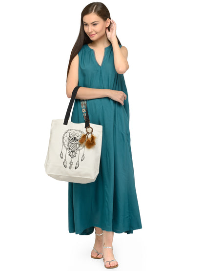 Cotton Canvas Tote Bag | Magnetic Closure & a Safety Pocket | Stylish Shoulder Bag for College & Daily Use | Digital Printed Design | With Tassel | For Women & Girls