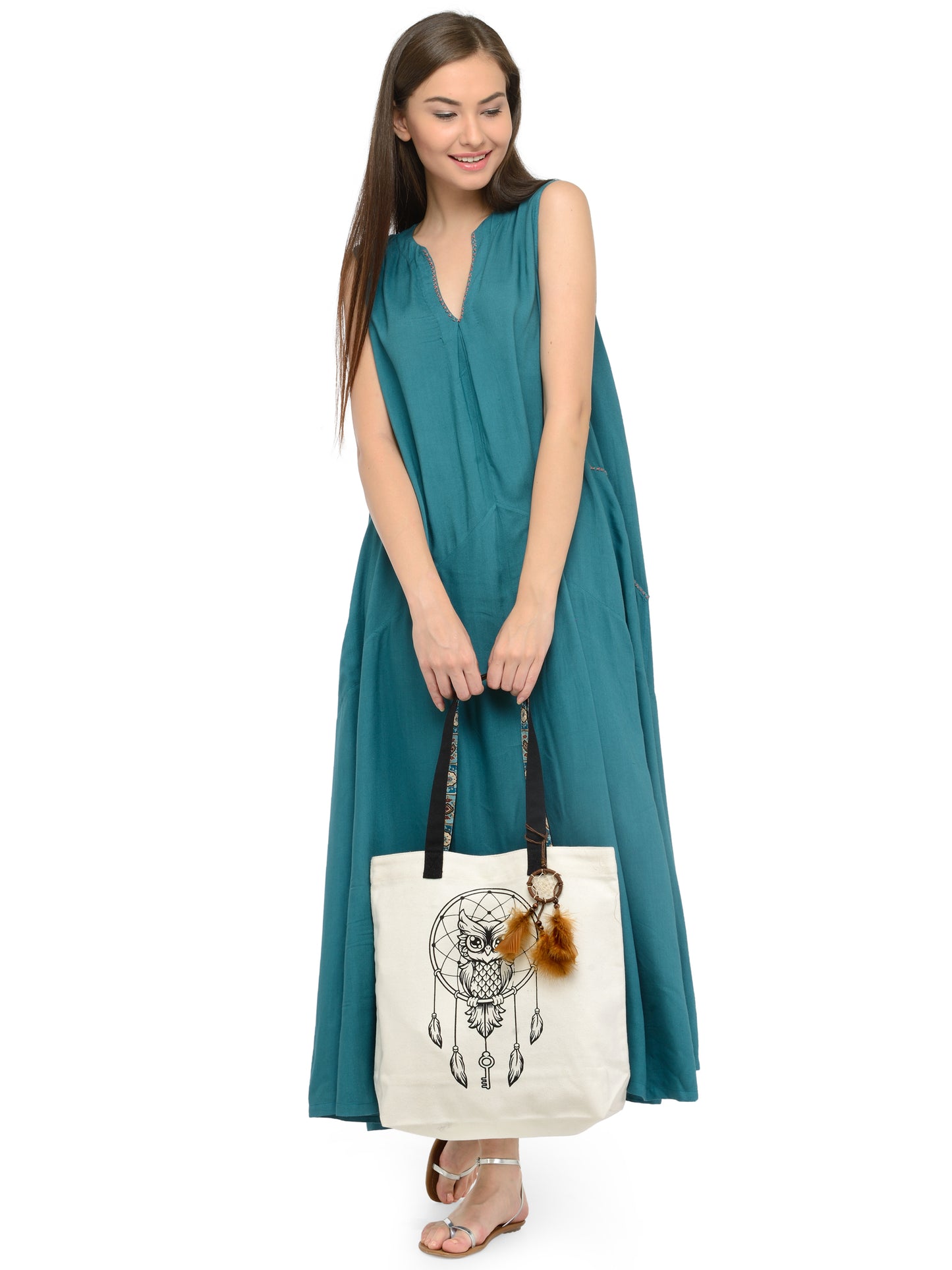 Cotton Canvas Tote Bag | Magnetic Closure & a Safety Pocket | Stylish Shoulder Bag for College & Daily Use | Digital Printed Design | With Tassel | For Women & Girls
