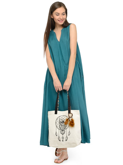 Cotton Canvas Tote Bag | Magnetic Closure & a Safety Pocket | Stylish Shoulder Bag for College & Daily Use | Digital Printed Design | With Tassel | For Women & Girls