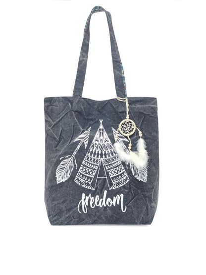 Cotton Canvas Tote Bag | Magnetic Closure & a Safety Pocket | Stylish Shoulder Bag for College & Daily Use | Digital Printed Design | With Tassel | For Women & Girls