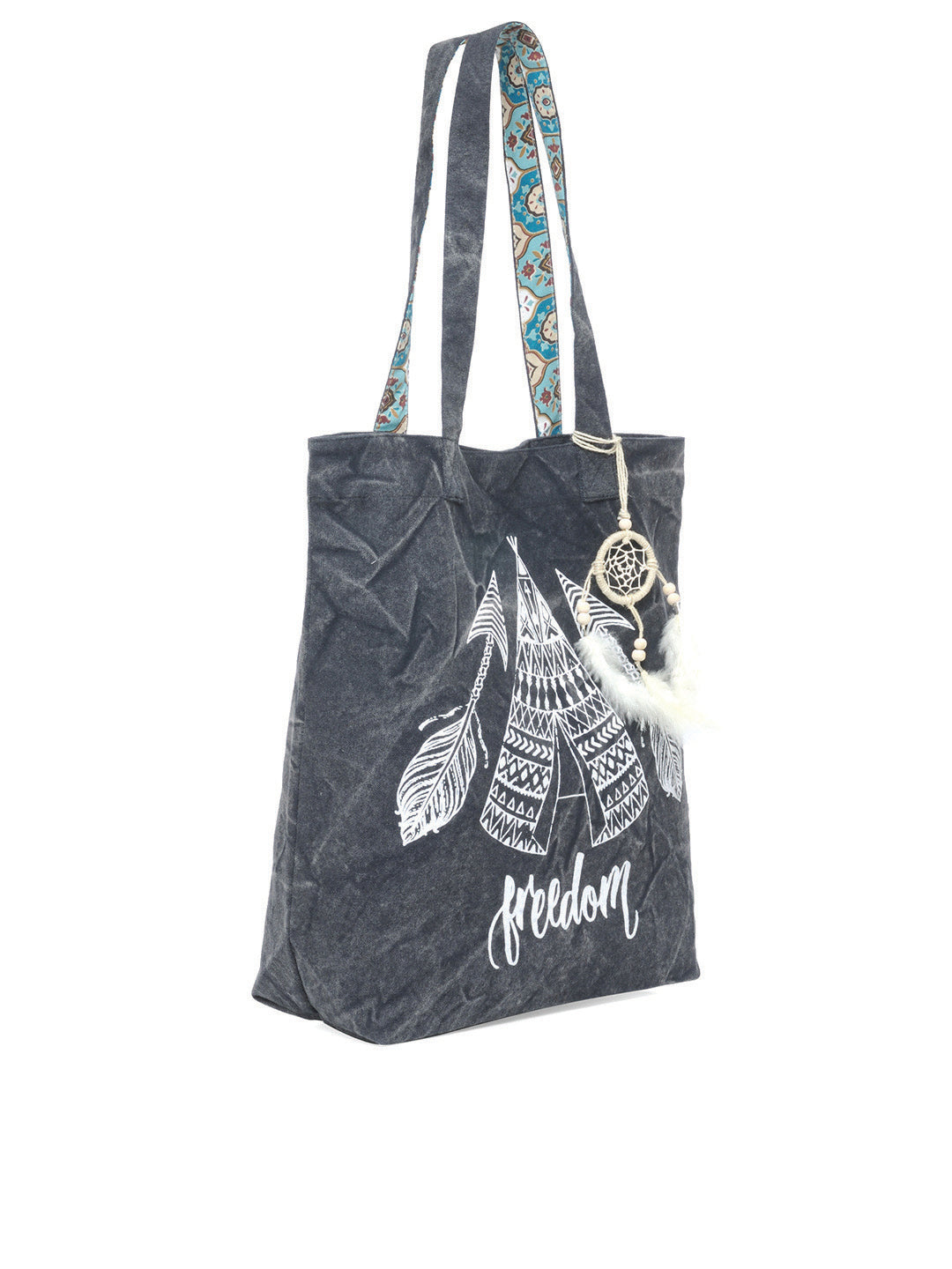 Cotton Canvas Tote Bag | Magnetic Closure & a Safety Pocket | Stylish Shoulder Bag for College & Daily Use | Digital Printed Design | With Tassel | For Women & Girls