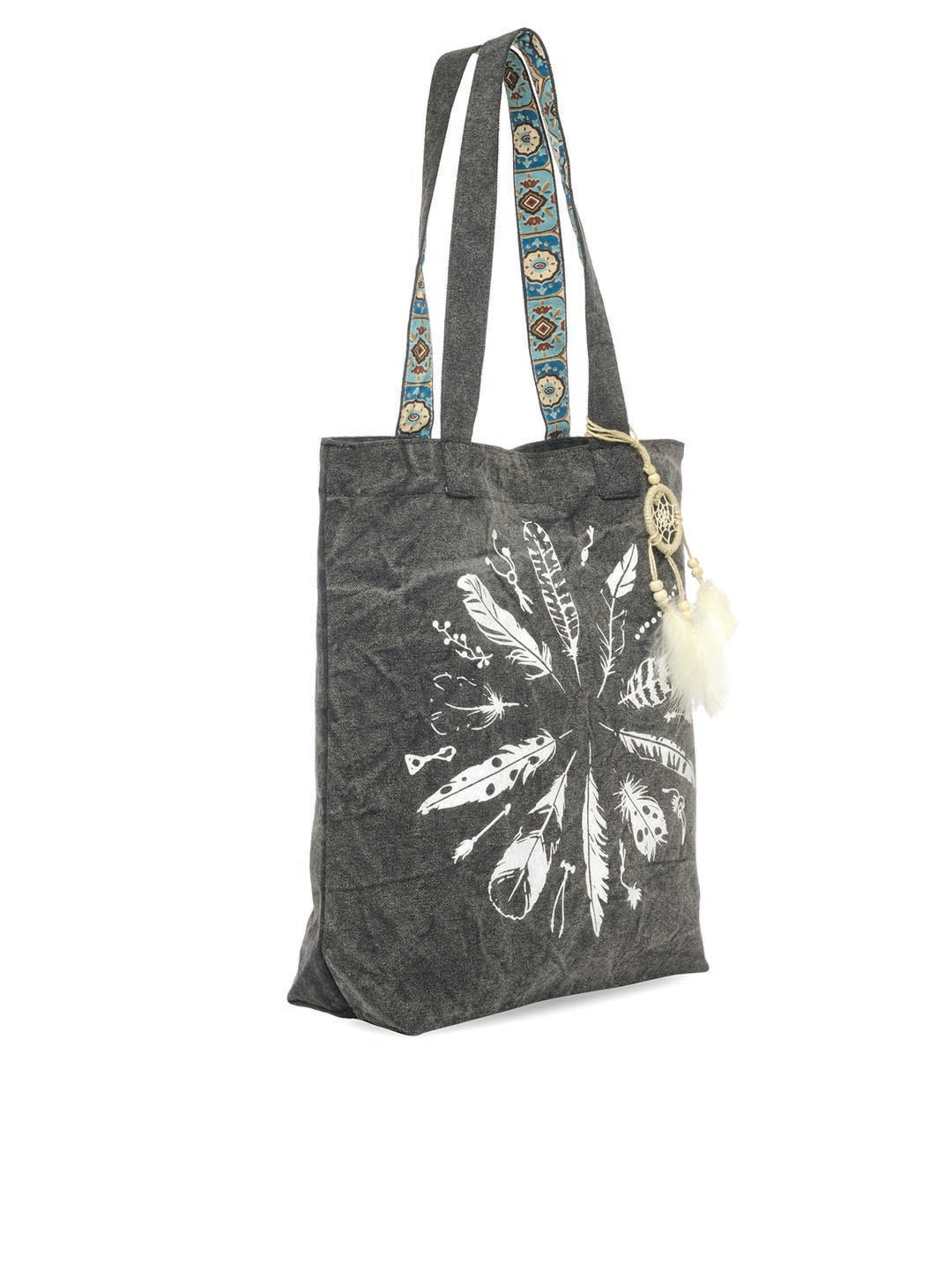 Cotton Canvas Tote Bag | Magnetic Closure & a Safety Pocket | Stylish Shoulder Bag for College & Daily Use | Digital Printed Design | With Tassel | For Women & Girls