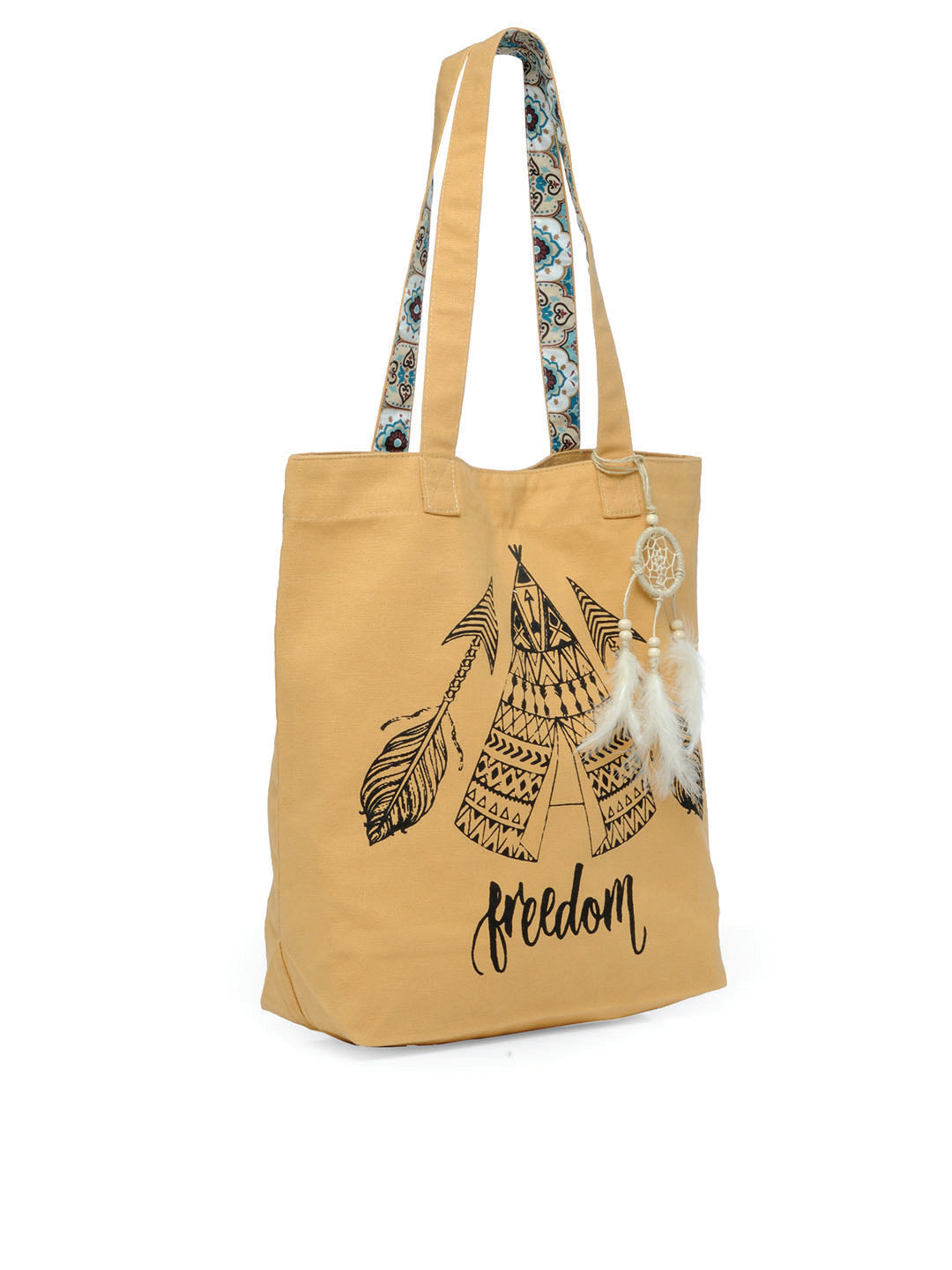 Cotton Canvas Tote Bag | Magnetic Closure & a Safety Pocket | Stylish Shoulder Bag for College & Daily Use | Digital Printed Design | With Tassel | For Women & Girls