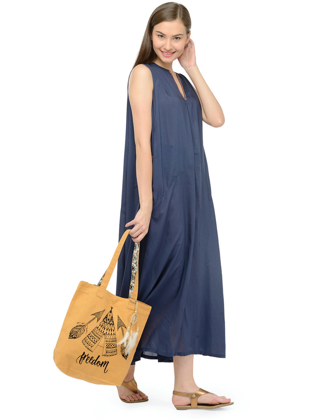 Cotton Canvas Tote Bag | Magnetic Closure & a Safety Pocket | Stylish Shoulder Bag for College & Daily Use | Digital Printed Design | With Tassel | For Women & Girls