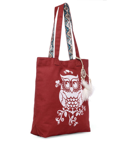Cotton Canvas Tote Bag | Magnetic Closure & a Safety Pocket | Stylish Shoulder Bag for College & Daily Use | Digital Printed Design | With Tassel | For Women & Girls