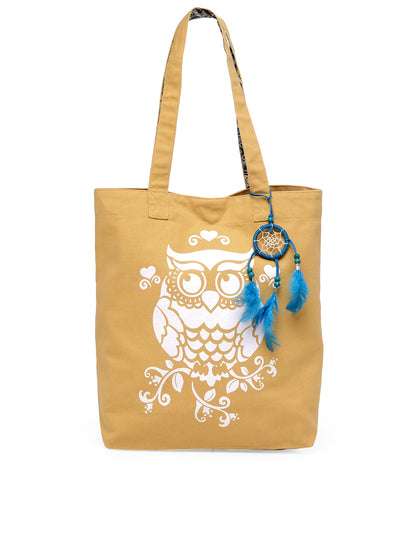 Cotton Canvas Tote Bag | Magnetic Closure & a Safety Pocket | Stylish Shoulder Bag for College & Daily Use | Digital Printed Design | With Tassel | For Women & Girls