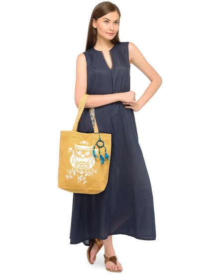 Cotton Canvas Tote Bag | Magnetic Closure & a Safety Pocket | Stylish Shoulder Bag for College & Daily Use | Digital Printed Design | With Tassel | For Women & Girls