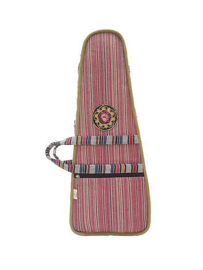 Modern Ukulele Bag | Ethnic Handloom Fabric Bag for Concerts | Multicolor | with External Zipper Pocket |  Padded Case | for Men and Women |