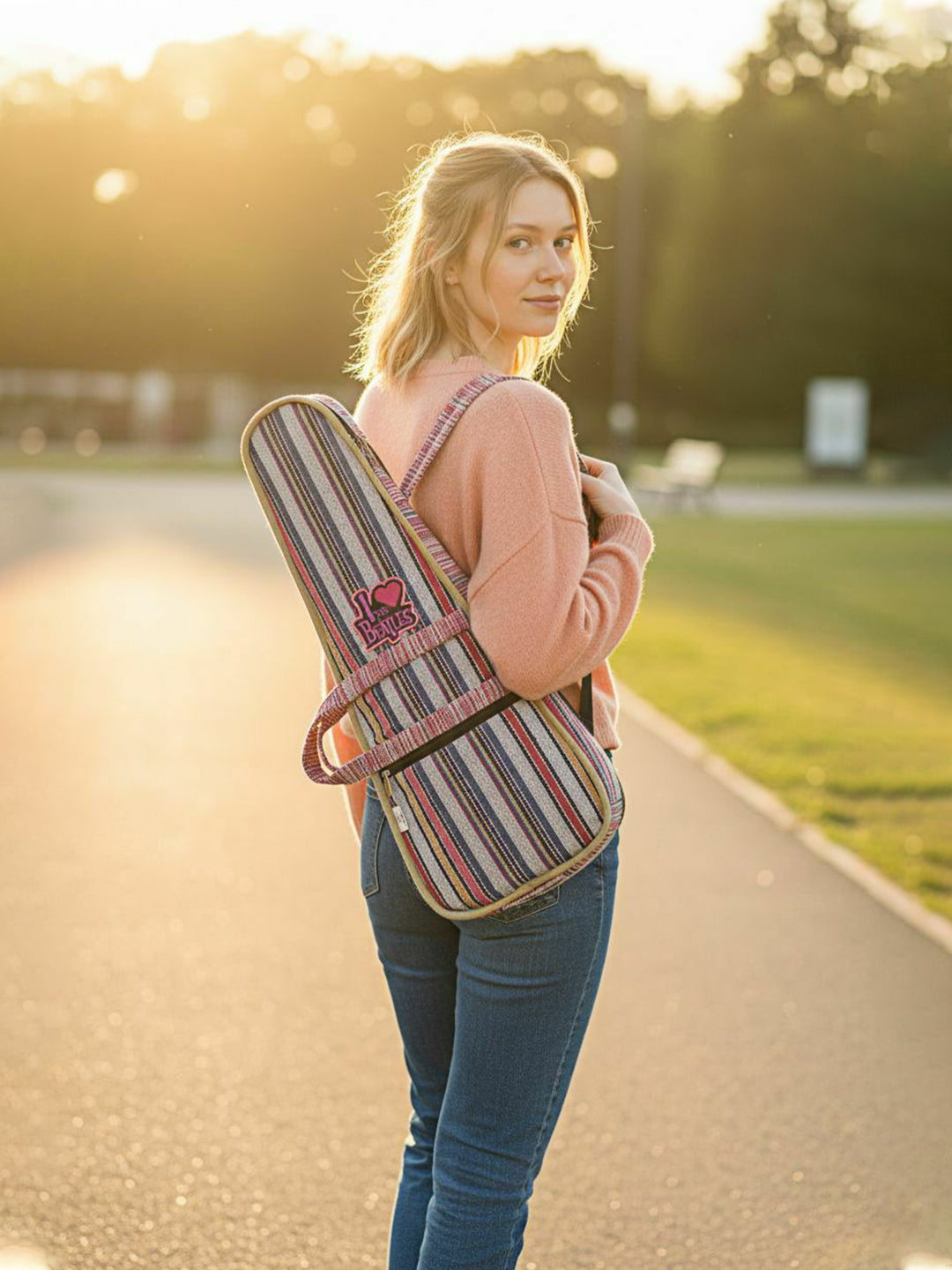 Modern Ukulele Bag | Ethnic Handloom Fabric Bag for Concerts | Multicolor | with External Zipper Pocket |  Padded Case | for Men and Women |
