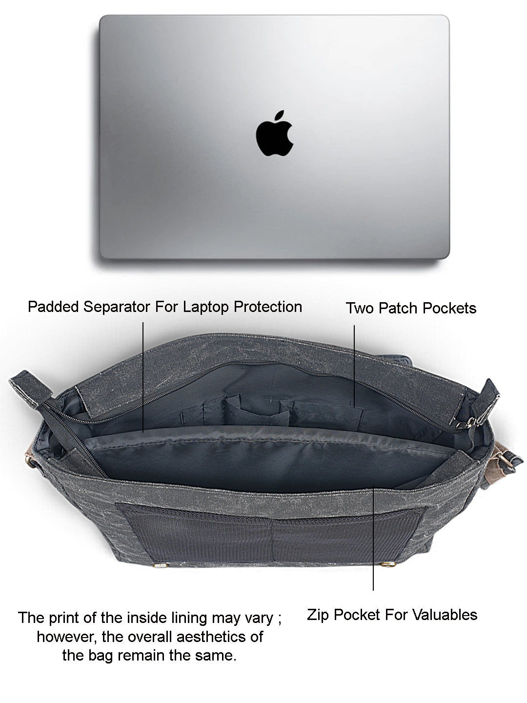 Distressed Cotton Canvas Messenger Bag for Men and Women | Printed Crossbody Sling Bag With Laptop Compartment (Upto 15.6 Inch), Broad Adjustable Straps