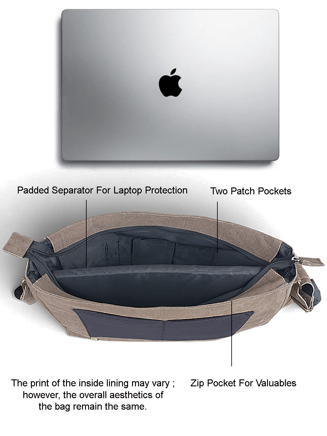 Distressed Cotton Canvas Messenger Bag for Men and Women | Printed Crossbody Sling Bag With Laptop Compartment (Upto 15.6 Inch), Broad Adjustable Straps
