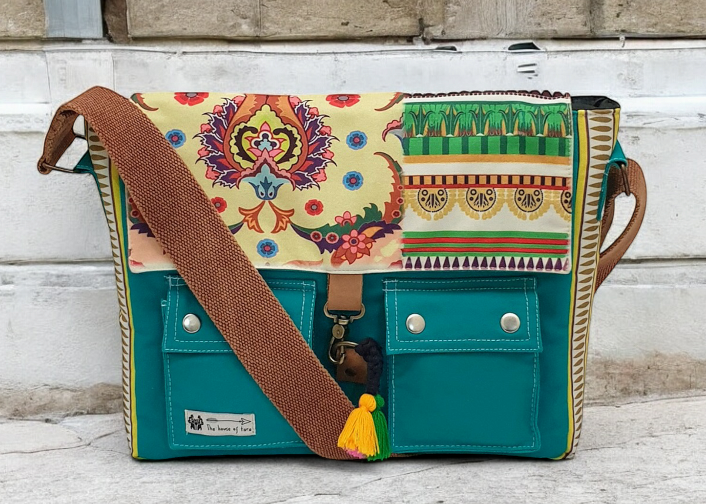 Messenger Bags for Women | Teal Laptop Messenger Bag made with Canvas | Fits up to 15.6 Inches Laptop/MacBook | Ladies Crossbody Sling Bag Comes with 2 External Pockets