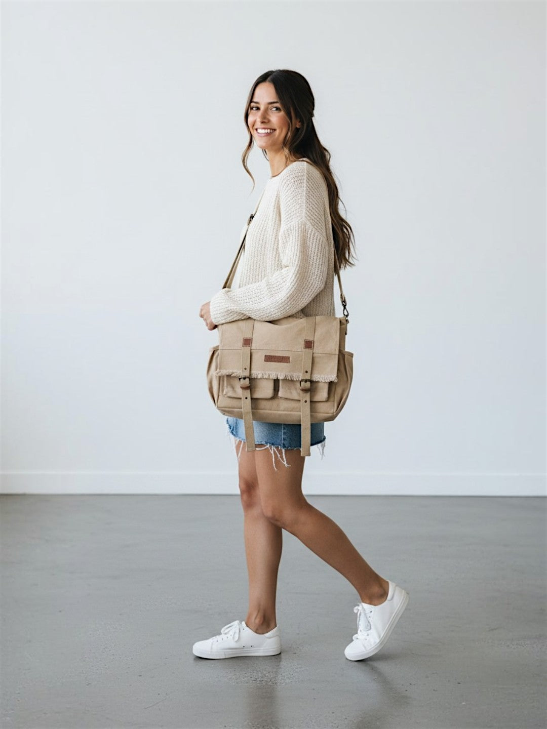 Canvas Messenger Bag for Men and Women | Sling Laptop Bag fits Upto 15.6 Inch Size | Crossbody Bag with  Inner Lining, Adjustable Straps & Padded Partition