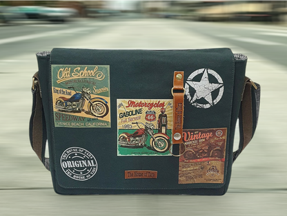 Cotton Canvas Messenger Bag for Men and Women | Printed Crossbody Sling Bag With Laptop Compartment (Upto 15.6 Inch), Broad Adjustable Straps &  Inner Lining