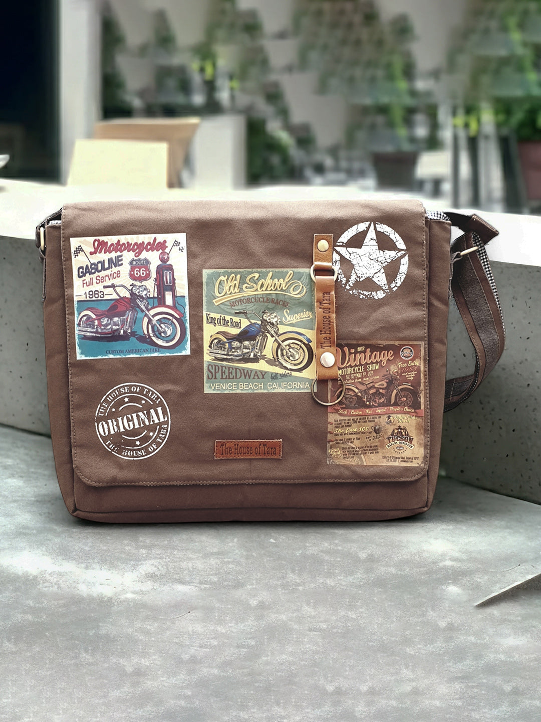 Cotton Canvas Messenger Bag for Men and Women | Printed Crossbody Sling Bag With Laptop Compartment (Upto 15.6 Inch), Broad Adjustable Straps &  Inner Lining