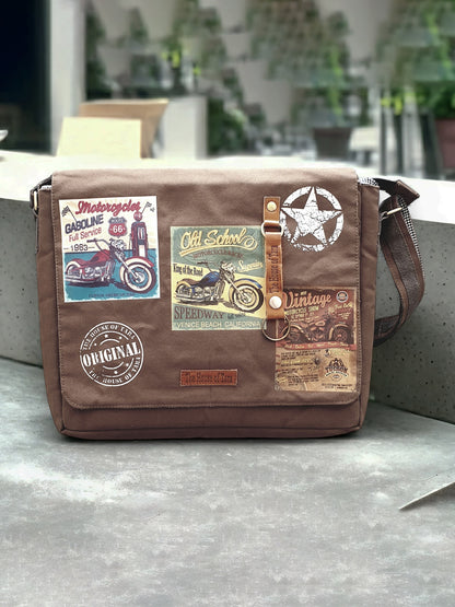 Cotton Canvas Messenger Bag for Men and Women | Printed Crossbody Sling Bag With Laptop Compartment (Upto 15.6 Inch), Broad Adjustable Straps &  Inner Lining