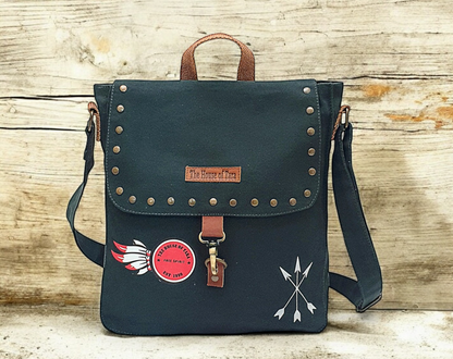 Canvas Crossbody Messenger Bag for Men & Women | Side Bag Fits Mobile & Tablets | Ideal For Office & Travel | Beige Embellished Cotton Compact Messenger Business Bag for ladies