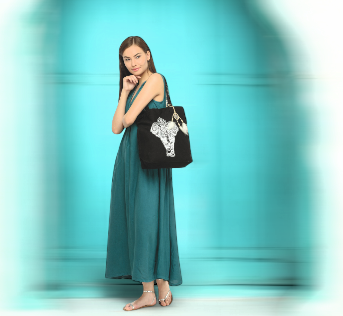 Cotton Canvas Tote Bag | Magnetic Closure & a Safety Pocket | Stylish Shoulder Bag for College & Daily Use | Digital Printed Design | With Tassel | For Women & Girls
