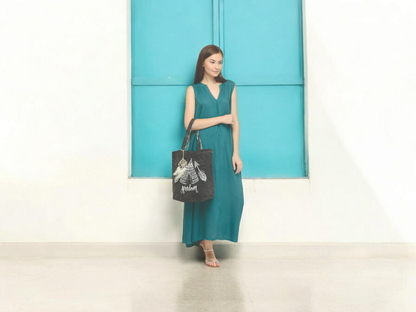 Cotton Canvas Tote Bag | Magnetic Closure & a Safety Pocket | Stylish Shoulder Bag for College & Daily Use | Digital Printed Design | With Tassel | For Women & Girls