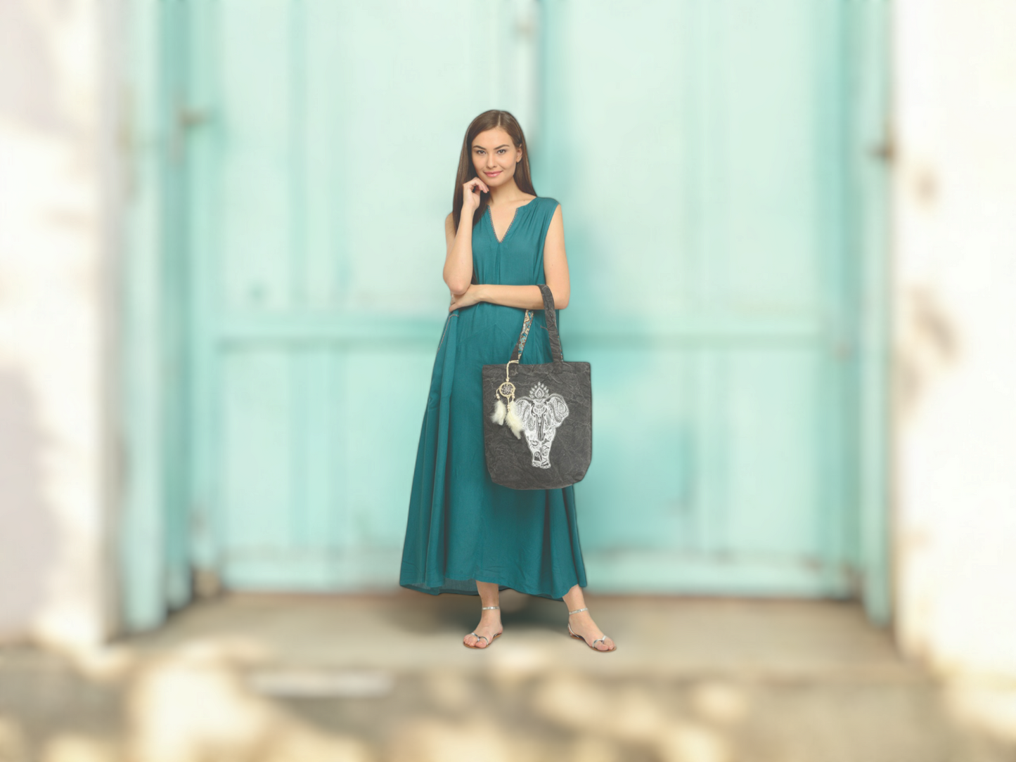 Cotton Canvas Tote Bag | Magnetic Closure & a Safety Pocket | Stylish Shoulder Bag for College & Daily Use | Digital Printed Design | With Tassel | For Women & Girls
