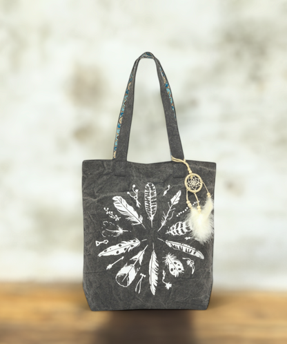 Cotton Canvas Tote Bag | Magnetic Closure & a Safety Pocket | Stylish Shoulder Bag for College & Daily Use | Digital Printed Design | With Tassel | For Women & Girls