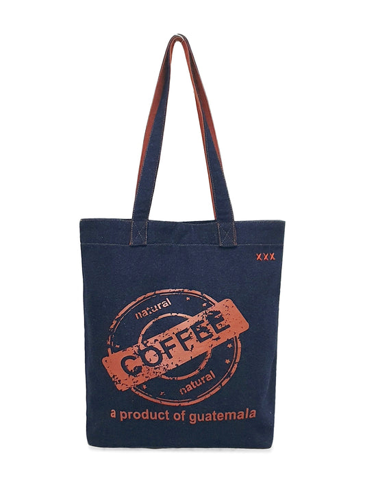 Indigo Denim Cotton Tote Bag | Bold Prints | Magnetic Closure | Internal Zip Pocket | Stylish Bag For College, Shopping & Daily Use | For Women