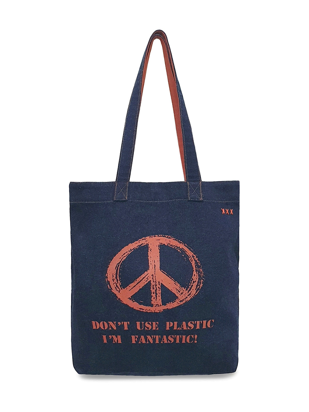 Indigo Denim Cotton Tote Bag | Bold Prints | Magnetic Closure | Internal Zip Pocket | Stylish Bag For College, Shopping & Daily Use | For Women