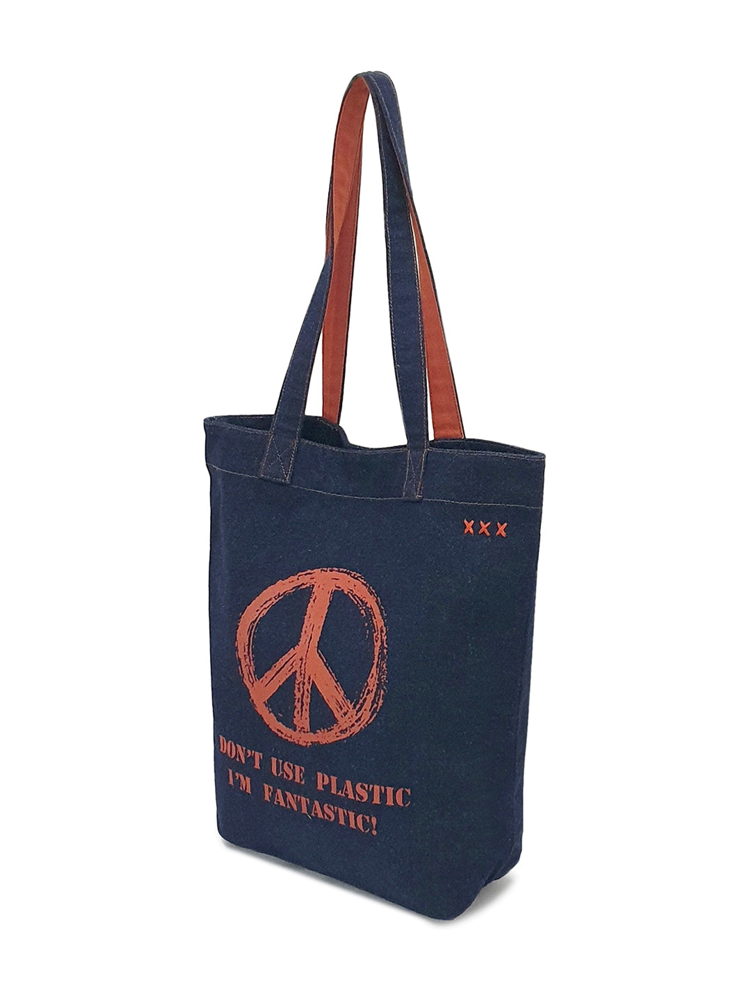 Indigo Denim Cotton Tote Bag | Bold Prints | Magnetic Closure | Internal Zip Pocket | Stylish Bag For College, Shopping & Daily Use | For Women