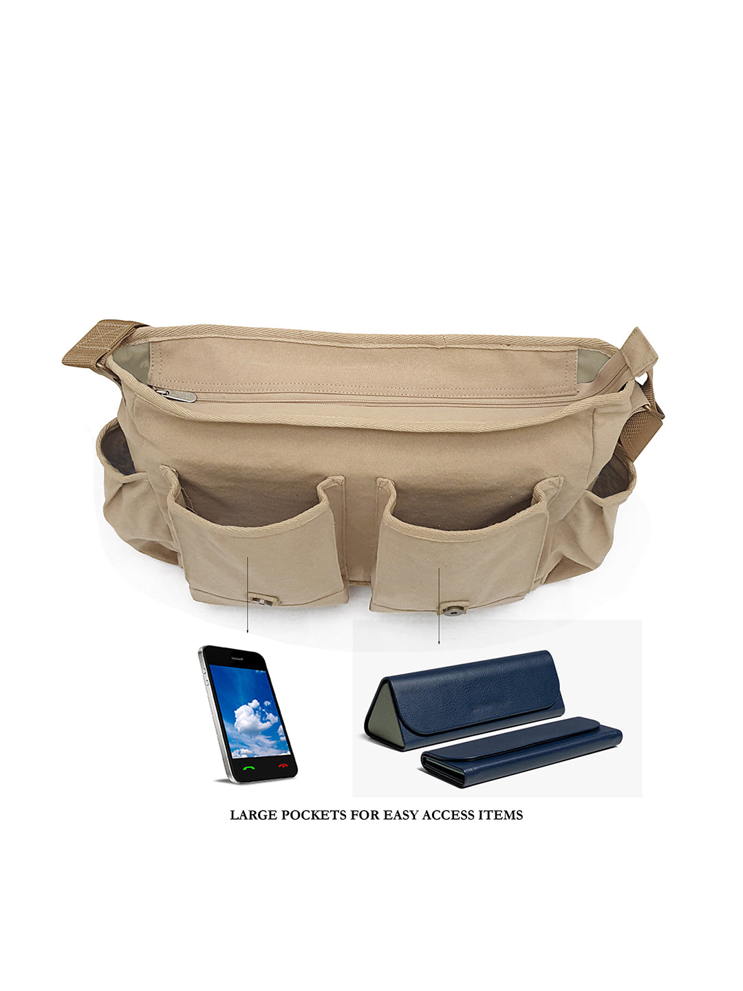 Canvas Messenger Bag for Men and Women | Sling Laptop Bag fits Upto 15.6 Inch Size | Crossbody Bag with  Inner Lining, Adjustable Straps & Padded Partition