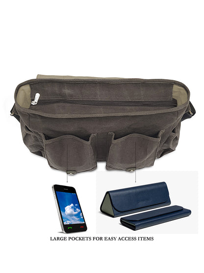 Canvas Messenger Bag for Men and Women | Sling Laptop Bag fits Upto 15.6 Inch Size | Crossbody Bag with  Inner Lining, Adjustable Straps & Padded Partition