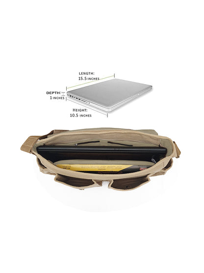 Canvas Messenger Bag for Men and Women | Sling Laptop Bag fits Upto 15.6 Inch Size | Crossbody Bag with  Inner Lining, Adjustable Straps & Padded Partition