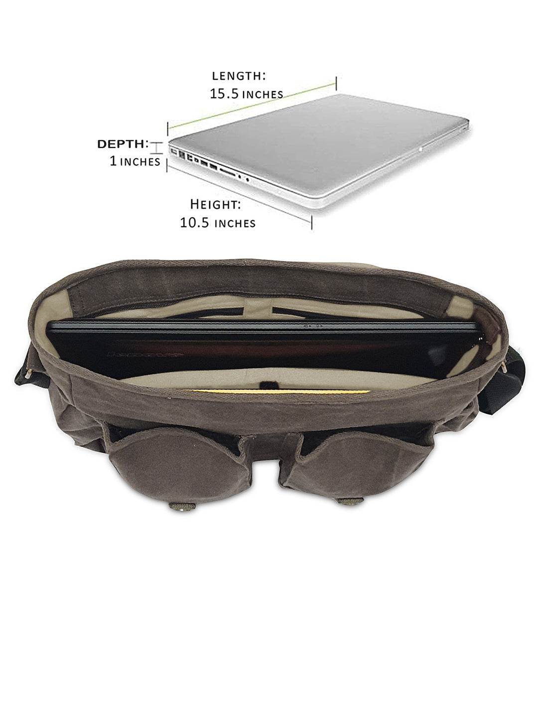 Canvas Messenger Bag for Men and Women | Sling Laptop Bag fits Upto 15.6 Inch Size | Crossbody Bag with  Inner Lining, Adjustable Straps & Padded Partition