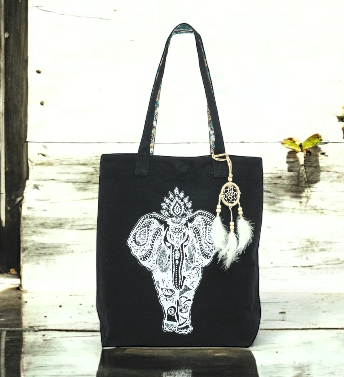 Cotton Canvas Tote Bag | Magnetic Closure & a Safety Pocket | Stylish Shoulder Bag for College & Daily Use | Digital Printed Design | With Tassel | For Women & Girls