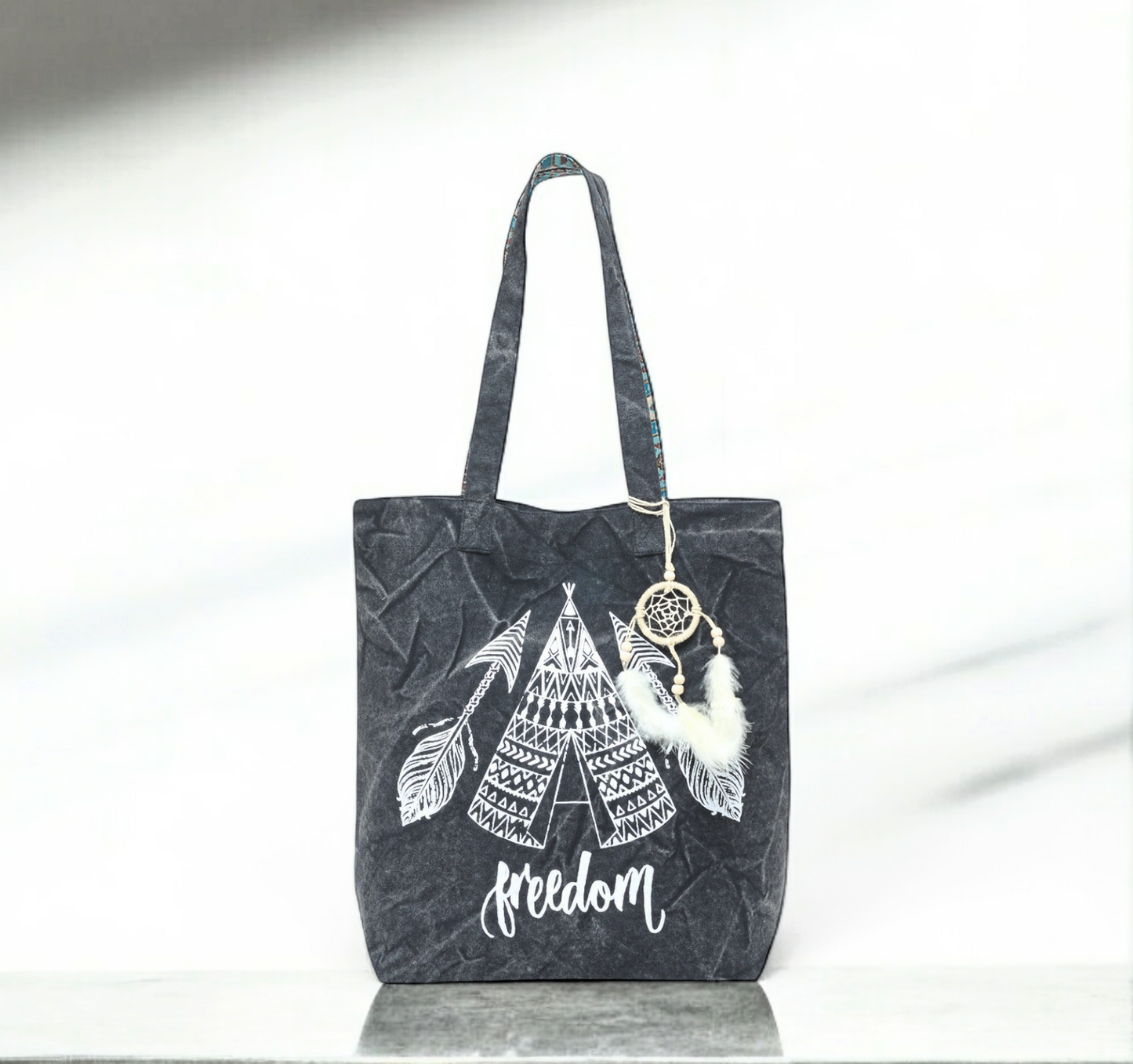 Cotton Canvas Tote Bag | Magnetic Closure & a Safety Pocket | Stylish Shoulder Bag for College & Daily Use | Digital Printed Design | With Tassel | For Women & Girls