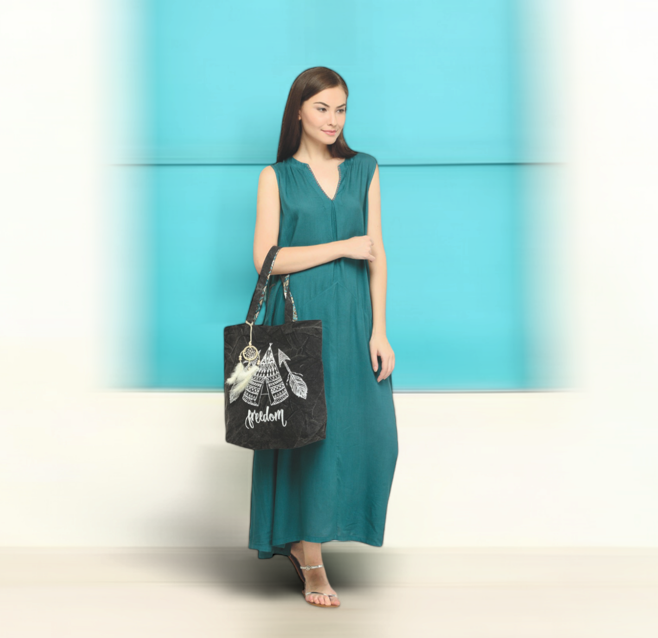 Cotton Canvas Tote Bag | Magnetic Closure & a Safety Pocket | Stylish Shoulder Bag for College & Daily Use | Digital Printed Design | With Tassel | For Women & Girls