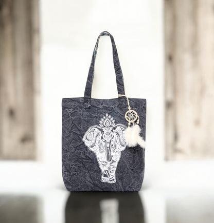 Cotton Canvas Tote Bag | Magnetic Closure & a Safety Pocket | Stylish Shoulder Bag for College & Daily Use | Digital Printed Design | With Tassel | For Women & Girls