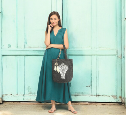 Cotton Canvas Tote Bag | Magnetic Closure & a Safety Pocket | Stylish Shoulder Bag for College & Daily Use | Digital Printed Design | With Tassel | For Women & Girls